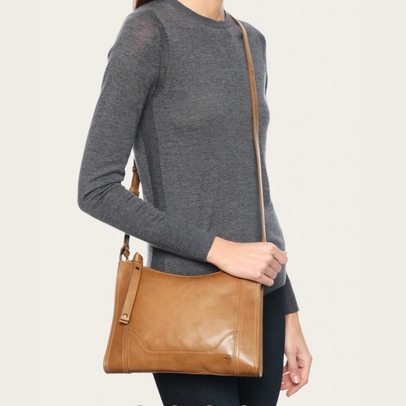 Frye Handbags - Frye Melissa Zip Leather Crossbody Bag Beige